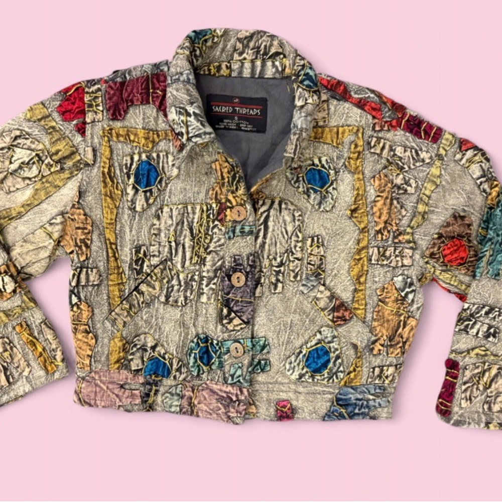 Sacred Threads Colorful Patchwork Kids Jacket Size Small